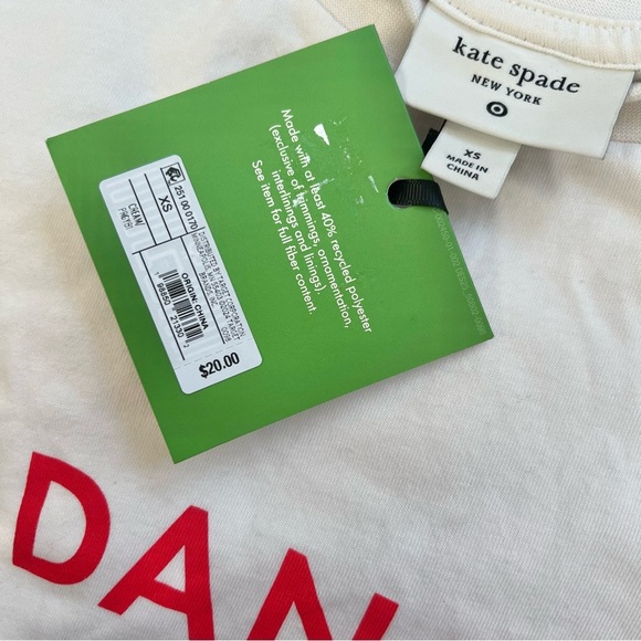 Kate Spade Dance White Tee with Red Print, XS - Picture 4 of 4